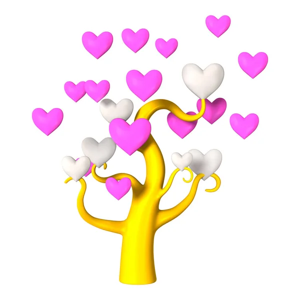 3D Rendering Heart Tree on White — Stock Photo, Image