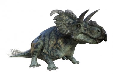 3D render dinozor Albertaceratops beyaz