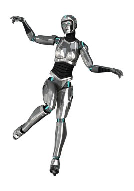 3D render kadın Robot üzerinde beyaz