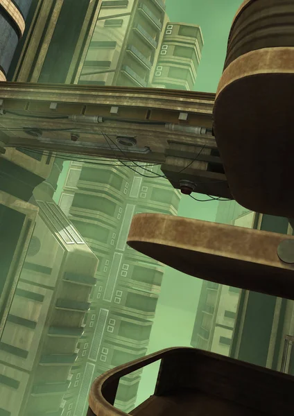 3D render fütüristik şehir