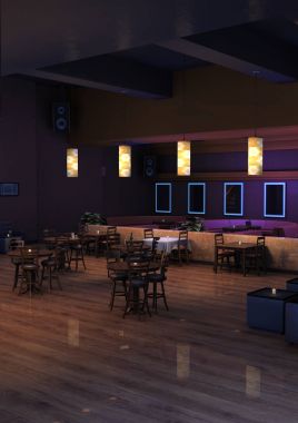 3D render Lounge Bar iç
