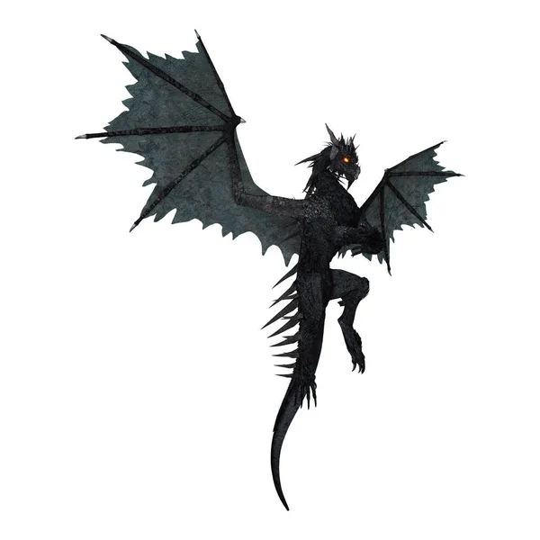 3D rendering Black Dragon på vit — Stockfoto