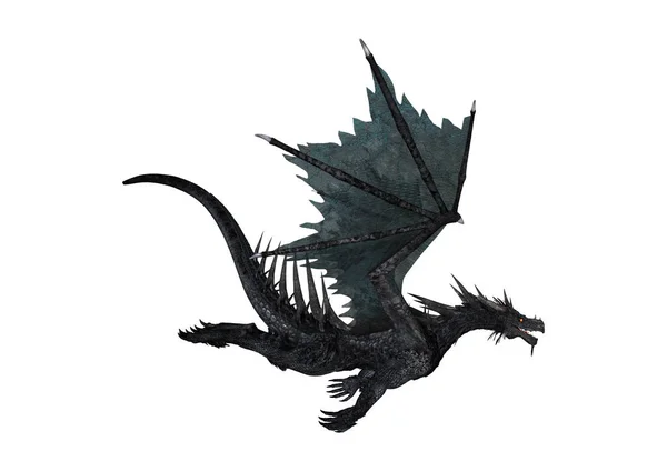 3D rendering Black Dragon, fehér — Stock Fotó