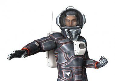 3D render astronot beyaz