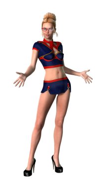 Beyaz üzerine 3D render seksi hostes