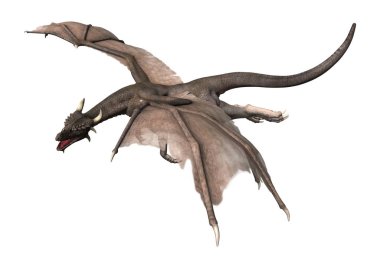 3D render fantezi Dragon beyaz