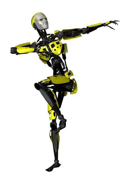 Robô de dança de renderização 3D em branco — Fotografia de Stock