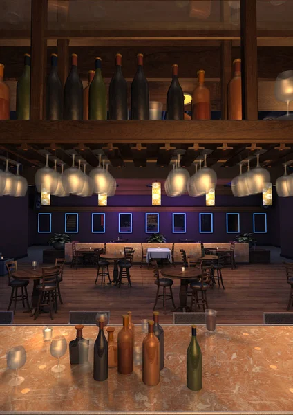 3D Rendering Lounge Bar Interior
