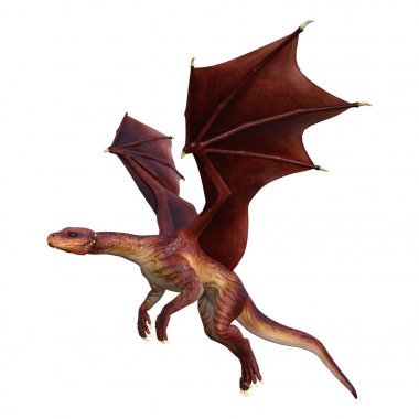 3D render fantezi Dragon beyaz
