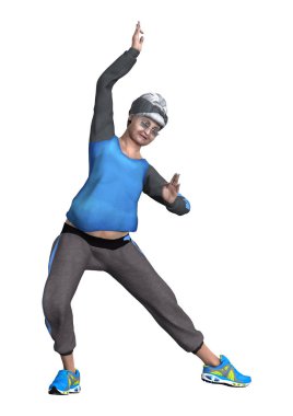 3d render üst düzey kadın beyaz dans