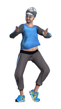 3d render üst düzey kadın beyaz dans