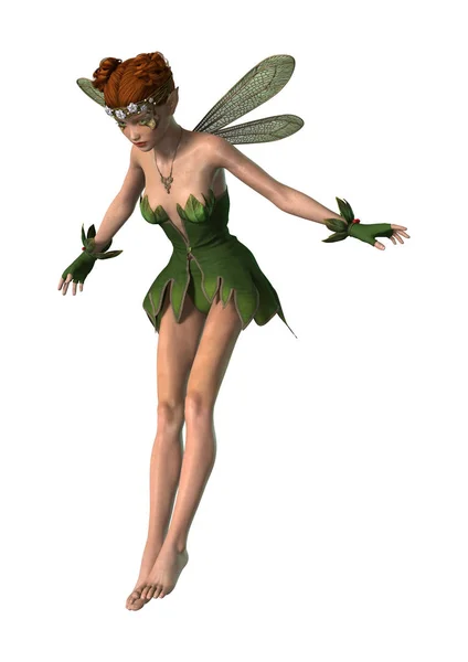 3D rendering voorjaar Fairy op wit — Stockfoto