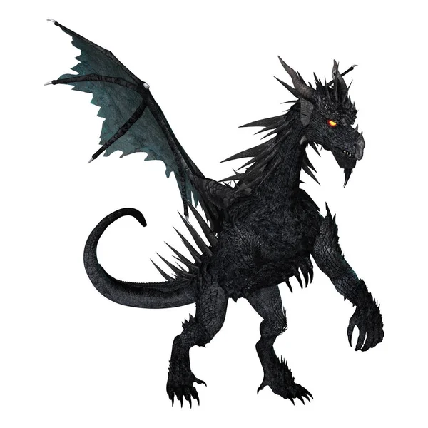 3D rendering Black Dragon på vit — Stockfoto