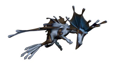 3D küçük Ejder beyaz üzerine işleme