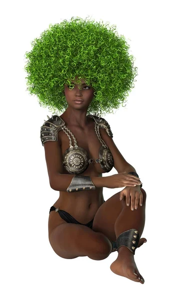 3D renderização jovem mulher africana em branco — Fotografia de Stock
