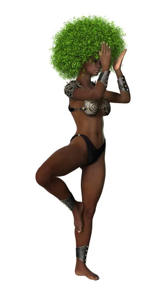 3D render genç Afrikalı kadın beyaz — Stok fotoğraf