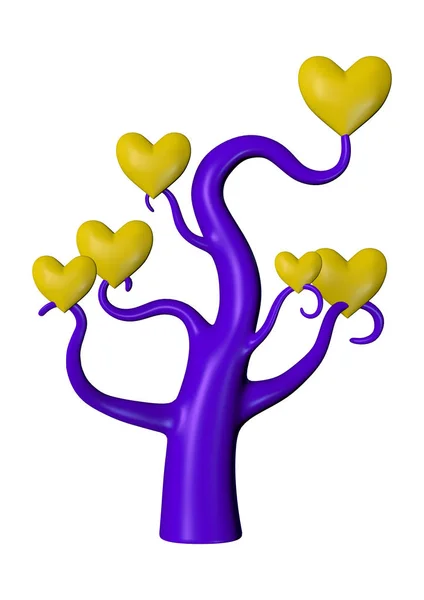 3D renderização árvore do coração no branco — Fotografia de Stock