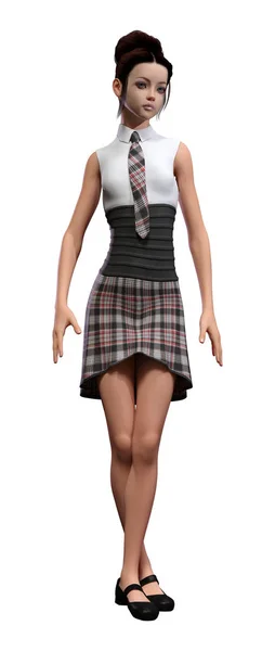 3D Rendering Teenager Schoolgirl on White — Stock Photo, Image