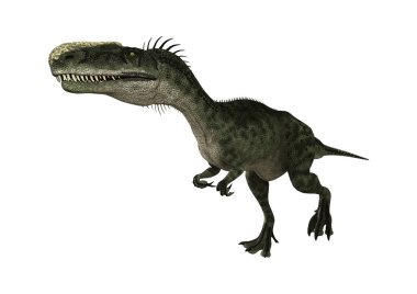 3D render dinozor Monolophosaurus beyaz