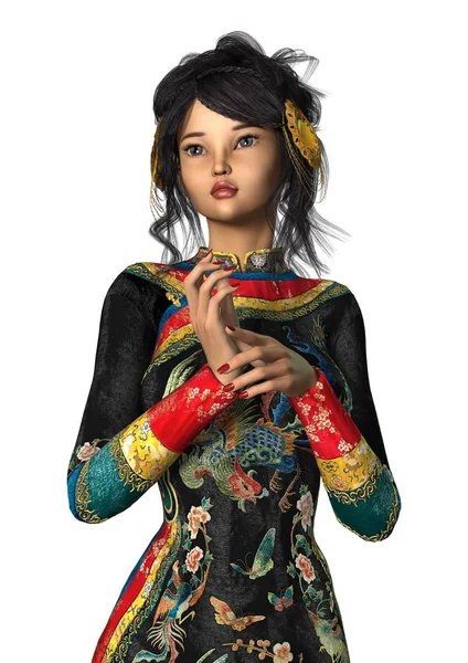 3D Rendering principessa di Cina su bianco — Foto Stock