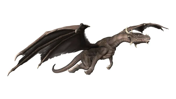 3D рендеринг фентезі дракон на білому — стокове фото