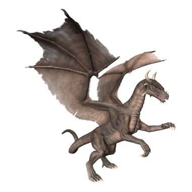 3D render fantezi Dragon beyaz