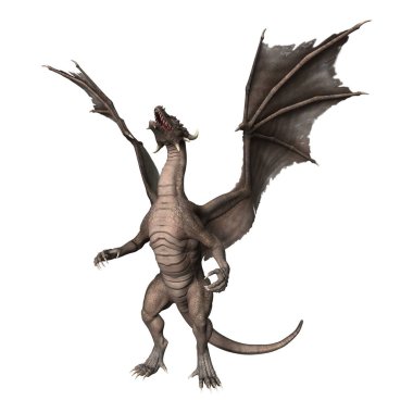 3D render fantezi Dragon beyaz