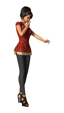 3D işleme Modern Asya kız beyaz