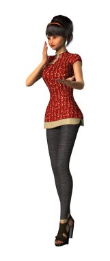 3D işleme Modern Asya kız beyaz