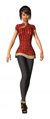 3D işleme Modern Asya kız beyaz