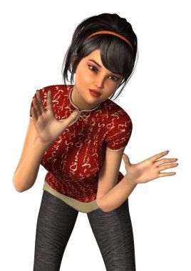 3D işleme Modern Asya kız beyaz