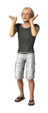 3D render genç çocuk beyaz