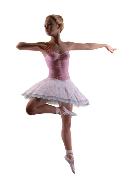 Rendering 3D Ballerina su Bianco — Foto Stock