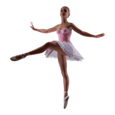 3D render balerin beyaz