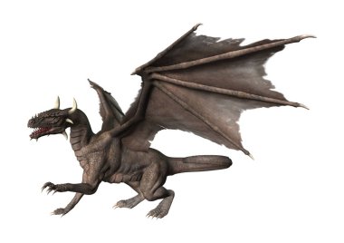 3D render fantezi Dragon beyaz