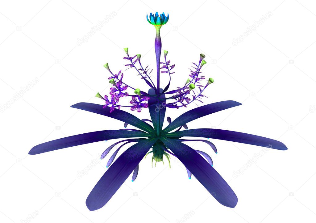 3D Rendering Alien Plant on White