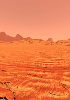 3D render gezegen Mars peyzaj