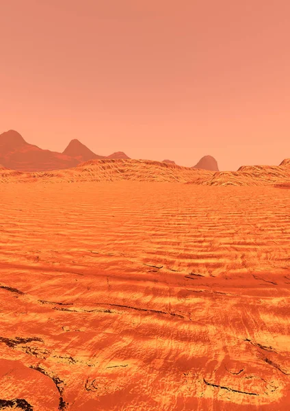 3D render gezegen Mars peyzaj