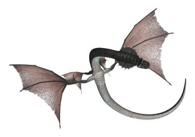 3D render fantezi yılan ejderha beyaz