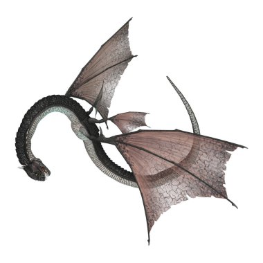 3D render fantezi yılan ejderha beyaz