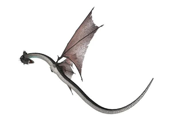 3D-рендеринг Fnake Dragon на белом — стоковое фото