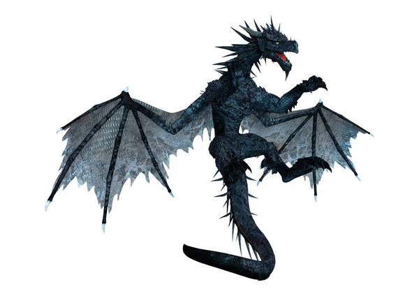 3D rendering Black Dragon på vit — Stockfoto