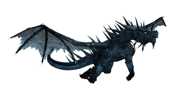 3D rendering Black Dragon på vit — Stockfoto
