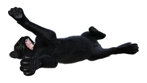 Pencitraan Panther Hitam 3D di Putih — Stok Foto
