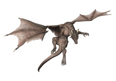 3D render fantezi Dragon beyaz