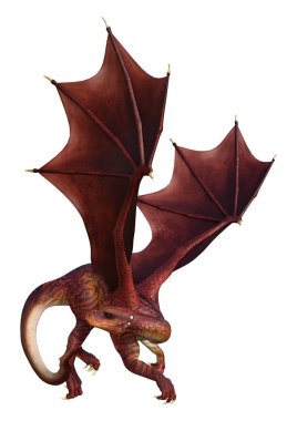 3D render fantezi Dragon beyaz