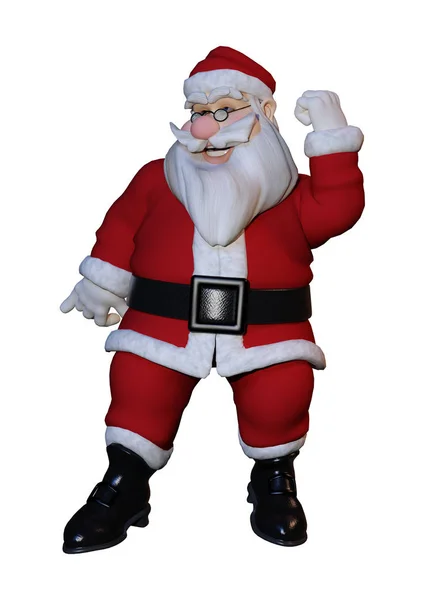 3D-Rendering Weihnachtsmann beim Training auf Weiß — Stockfoto
