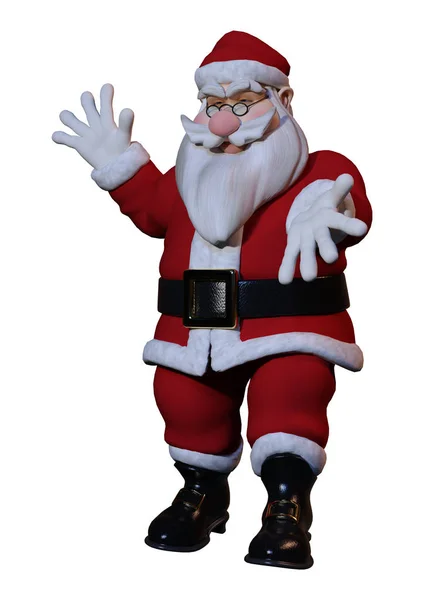 3D rendering Santa utövar på vit — Stockfoto