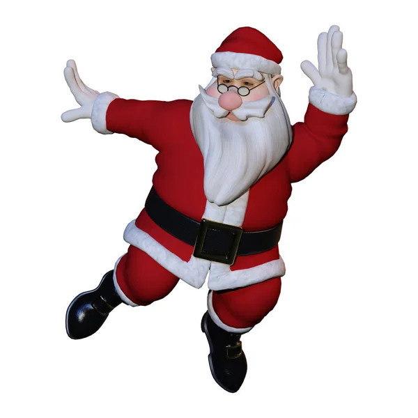 3D rendering Santa utövar på vit — Stockfoto