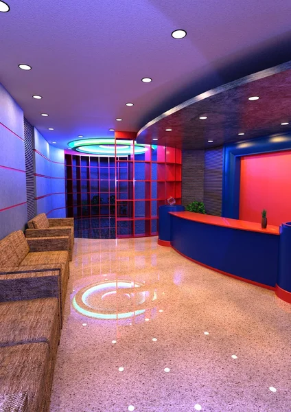 3D-рендеринг приемной отеля — стоковое фото